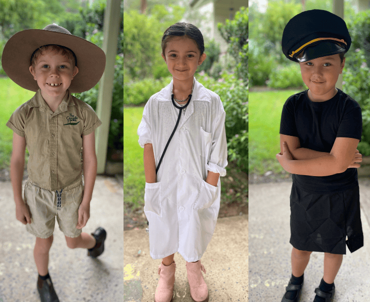 Students dressed as doctors, pilots and wildlife warriors.
